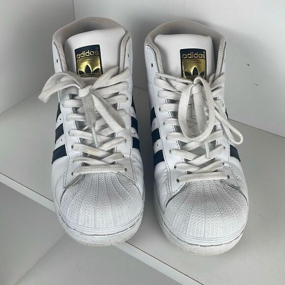 Adidas Pro Model Kids' Unisex Leather High Top Sneakers 6 - Picture 3 of 10